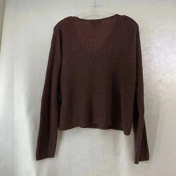 Lulus Burgundy V-Neck Knit Long Sleeve Sweater Size Large‎ NWT - Picture 2 of 5